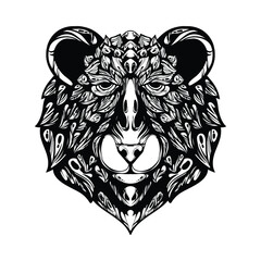 black and white tribal decorative bear pattern tattoo