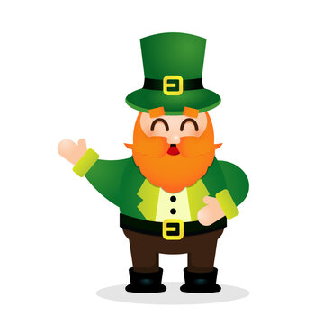 Happy Saint Patrick's Day. Greeting Leprechaun vector illustration