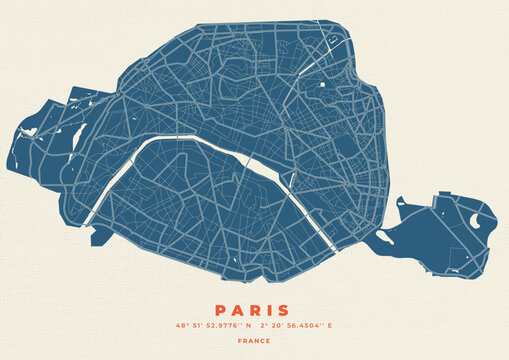 Paris Map Road Poster Flyer Vector
