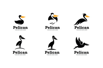 Pelican bird logo vector template.