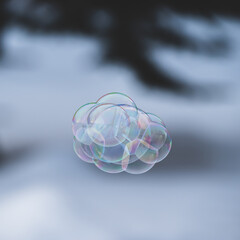 阿寒湖の冬のシャボン玉