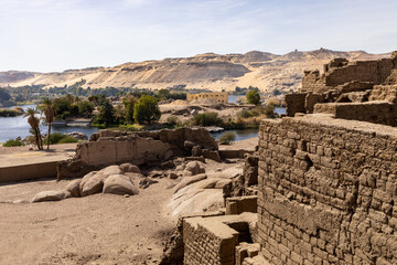 The Elephantine Island Archaeological Site, Home to an Ancient Khnum Temple. Aswan. Egypt.