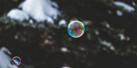 阿寒湖の冬のシャボン玉