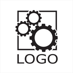 Obraz premium mechanic gears logo black and white