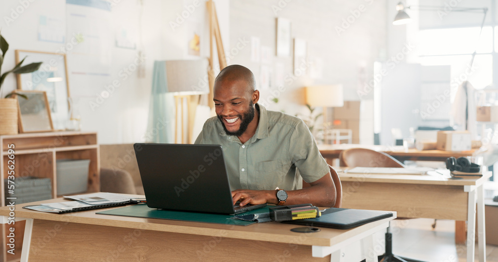 Poster email, phone and businessman working, planning and in communication with people on the internet at w