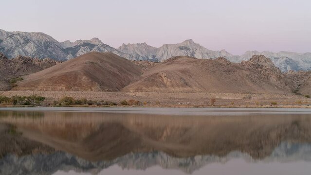 Diaz Lake Lone Pine Mount Whitney - Sunrise Reflection Time Lapse