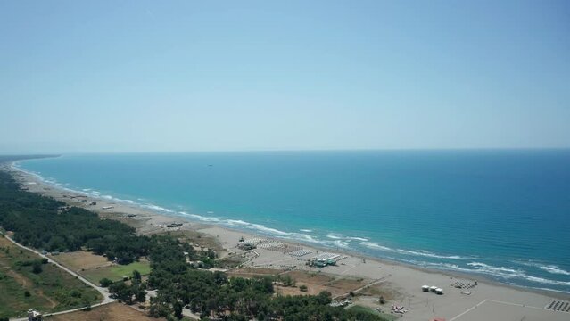 Great Beach Ulcinj. The Sandy Beach's Length is 12,000 Meters (8 miles), One of the Longest in Europe and the Longest Beach in Montenegro.
