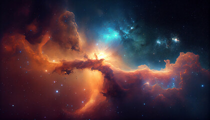 Fototapeta na wymiar The Beauty of Deep Space, Interstellar Clouds and Starry Nebulas. Generative AI