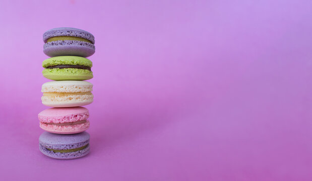 colorful french cookies macaroons
