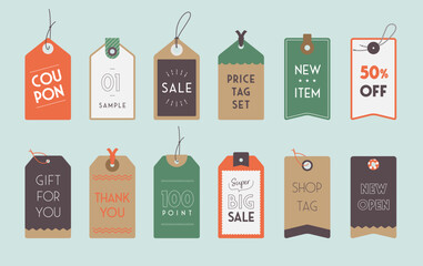 様々なデザインのタグ・値札・プライスタグのベクター素材セット