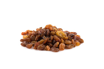 Sweet raisins on white