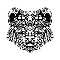 black and white tribal decorative cat pattern tattoo