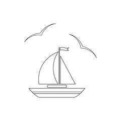 Book - coloring book for children. Sailboat icon.