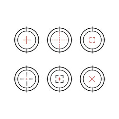 Naklejka premium Sniper scope icon set on white background.