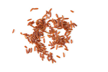 Red rice closeup on white