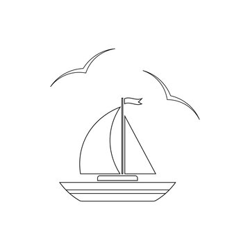 Book - coloring book for children. Sailboat icon.