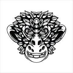 black and white tribal decorative monkey pattern tattoo