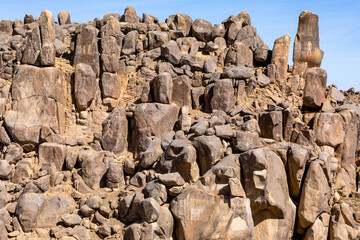 Ancient Egyptian Hieroglyphs. Aswan's Seheil Island, Most Known for the Famine Stele Carving. Aswan. Egipt. Africa. 