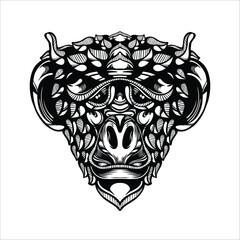 black and white tribal decorative monkey pattern tattoo