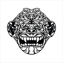 black and white tribal decorative monkey pattern tattoo