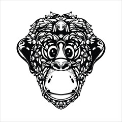 black and white tribal decorative monkey pattern tattoo