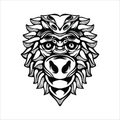 black and white tribal decorative monkey pattern tattoo