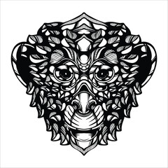 black and white tribal decorative monkey pattern tattoo