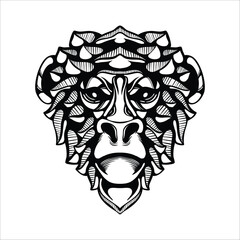 black and white tribal decorative monkey pattern tattoo