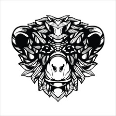 black and white tribal decorative monkey pattern tattoo