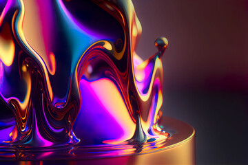 Colorful abstract metal liquid background. Generative AI.