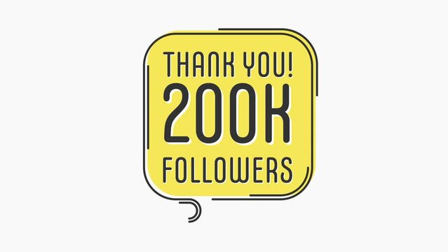 Thank you 200k followers numbers. Flat style banner. Congratulating, thanks image for 200000 followers. Motion graphics. 4K hd.