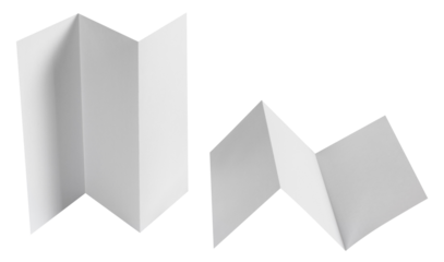 Folded sheets of white paper cut out