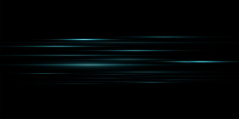 Blue lines, rays, flashes of light. Film texture background with light transparency on black background