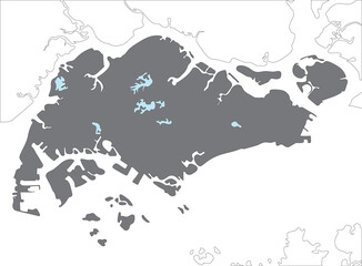 Fototapeta premium Singapore map high details on black color and white background and border countries, Malaysia, Indonesia, and Singapore Strait 
