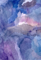 Naklejka premium Blue hand-drawn watercolor background