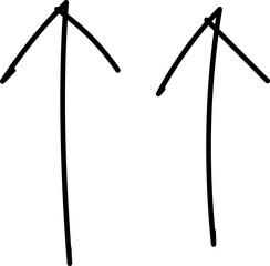 Roughly drawn hand drawn arrow / up / up
