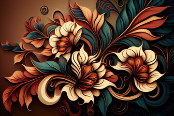 Abstract Floral Flowers As Wallpaper Background Illustration. Generative AI