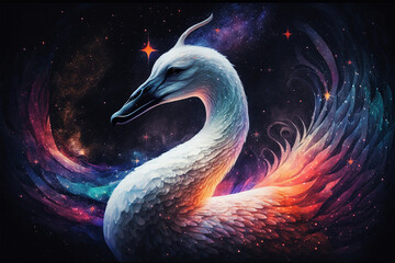 Cygnus o swan constellation in the night sky. Generative AI