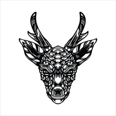 black and white tribal decorative reindeer pattern tattoo