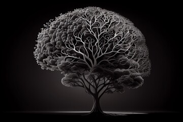 Brain Shaping Tree. Symbolizing Emotional Intelligence . Generative AI