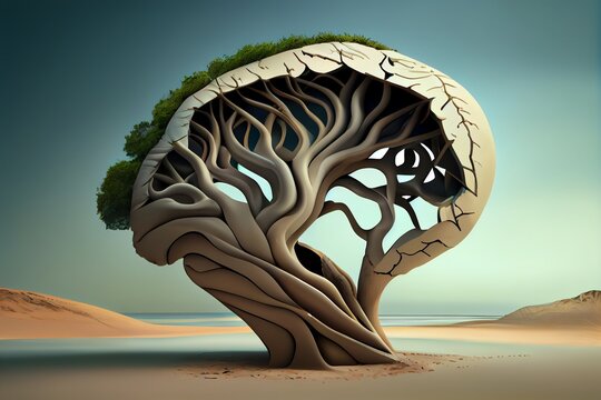 Brain Shaping Tree. Symbolizing Emotional Intelligence . Generative AI