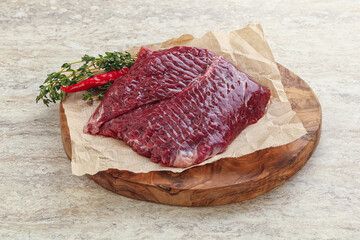 Raw beef machete steak for grill