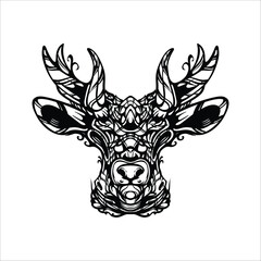 black and white tribal decorative reindeer pattern tattoo