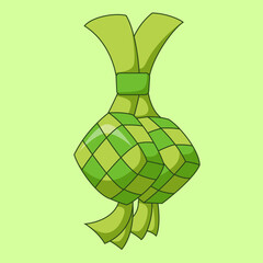 Cute ketupat cartoon illustration for ramadan