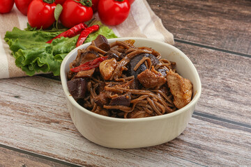 Udon soba with pork and vegetables