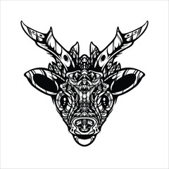 black and white tribal decorative reindeer pattern tattoo