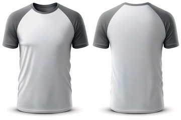 Blank raglan T shirt for men template, grey color with light background