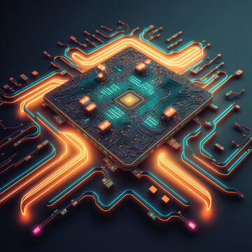 Generative AI illustration of futuristic chipset