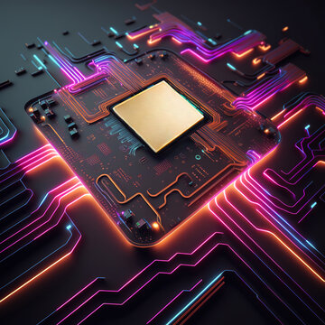 Generative AI illustration of futuristic chipset