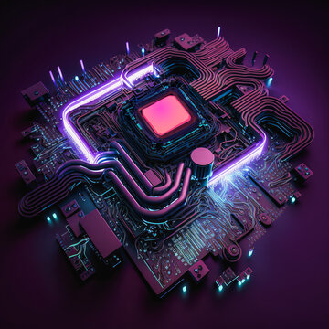 Generative AI illustration of futuristic chipset